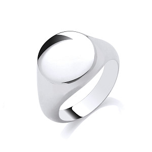 Silver Plain Polished Round Signet Ring