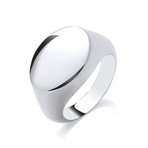 Silver Plain Polished Oval Signet Ring