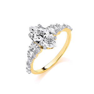 Gold Plated CZ Fancy Marquise Ring