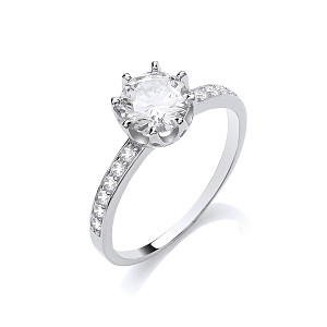 Silver CZ Round Solitaire Ring