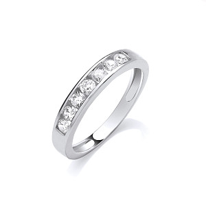 Silver CZ Channel Set Half Eternity Ring