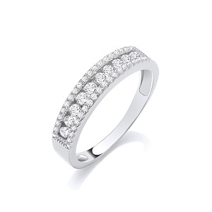 Silver CZ Half Eternity Ring