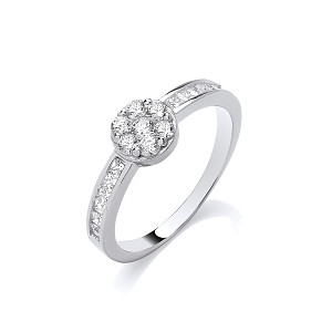 Silver CZ Round Halo Ring