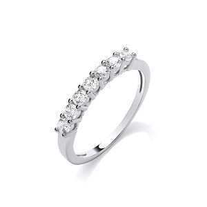 Silver CZ Half Eternity Ring