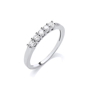Silver CZ Five Stone Half Eternity Ring