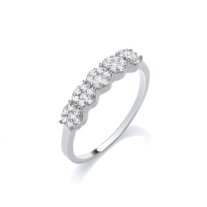 Silver CZ Five Stone Eternity Ring