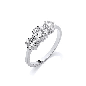 Silver CZ Three Stone Ring