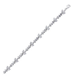 925 Sterling Silver Cubic Zirconia Leaf Tennis Bracelet