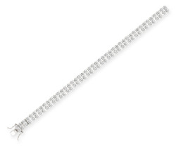 925 Sterling Silver CZ 2 Row Tennis Bracelet
