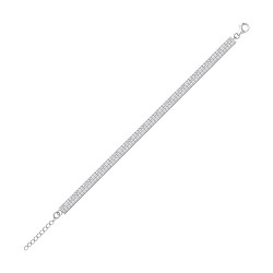 925 Sterling Silver Cubic Zirconia 2 Row Line Bracelet