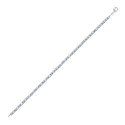 925 Sterling Silver CZ White & Aqua Claw Set Tennis Bracetet