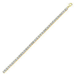 925 Sterling Silver Cubic Zirconia gold plate Claw Set Tennis Bracelet