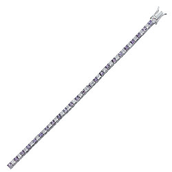 925 Sterling Silver CZ Amethyst & White Channel Set Tennis Bracelet