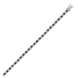 925 Sterling Silver CZ Black & White Channel Set Tennis Bracelet