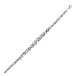 925 Sterling Silver Cubic Zirconia Round Graduated Bracelet