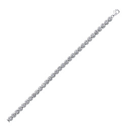 925 Sterling Silver CZ Round Rubover Tennis Bracelet