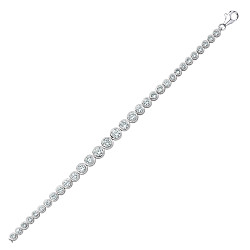 925 Sterling Silver Cubic Zirconia Rubover Graduated Bracelet