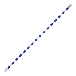 925 Silver Colourless CZ with Oval Sapphire CZ Bracelet