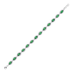 925 Sterling Silver CZ and EMERALD Fancy Bracelet