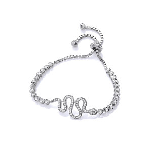Silver CZ Adjustable Snake Bracelet