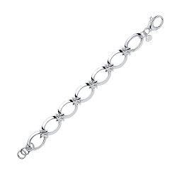 925 Sterling Silver Fancy Flat Oval Link Bracelet