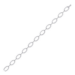 925 Sterling Silver CZ Pave Set Oval Link Tennis Bracelet