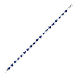 925 Sterling Silver CZ & Sapphire Pear Shaped Link Tennis Bracelet