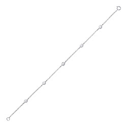 925 Sterling Silver Rubover 5 Cubic Zirconia Bracelet