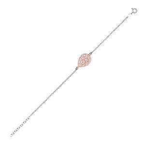 925 Sterling Silver & Rose Gold Plated CZ Mesh Tear Drop Fancy Bracelet
