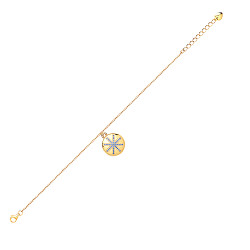 Gold Pl Bracelet With Sapphire Stone Flower Design Locket