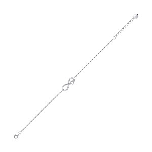 925 Sterling Silver CZ Infinity & Heart Fancy Bracelet