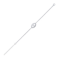 925 Sterling Silver CZ Marina Chain Fancy Bracelet