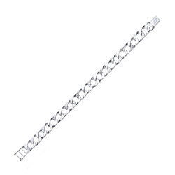 925 Sterling Silver Gents Chaps Bracelet With Polished & Barked Links