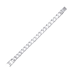925 Sterling Silver Gents Chaps Bracelet With Polished & Barked Links