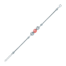 Silver & Rose Gold Plated Fancy Bead Bracelet With 3 Balls