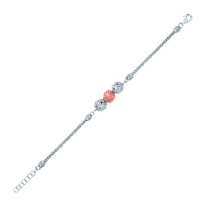 Silver & Rose Gold Plated Fancy Bead Bracelet With 3 Balls