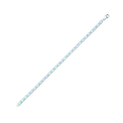 Silver Tennis Bracelet With Oval White Opal Stones