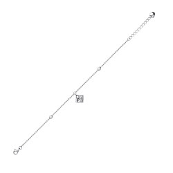 Silver Bracelet With A CZ Square Twist Charm