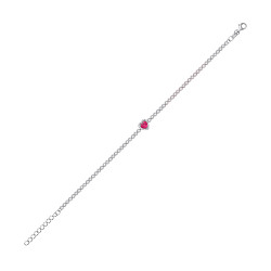 Silver CZ & Ruby Heart Tennis Bracelet