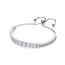 Silver CZ Adjustable Graduated Tennis Bracelet