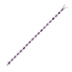 Silver CZ & Amethyst Pear Drop Tennis Bracelet