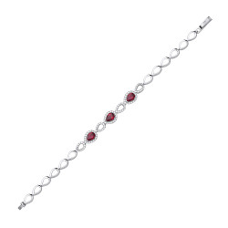 Silver CZ & Ruby Pear Drop Bracelet
