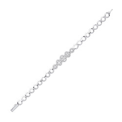 Silver CZ Fancy Circle Link Bracelet