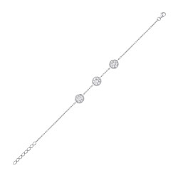Silver CZ Triple Circle Fancy Bracelet