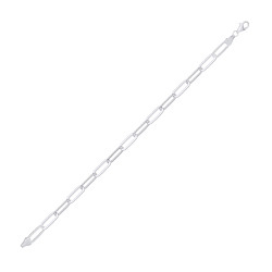 8.5 Silver Hollow Rectangle Paper Clip Fancy Bracelet