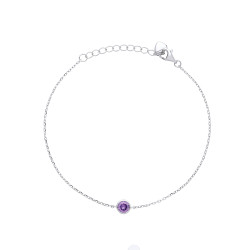 Silver Ladies Amethyst Stone Bracelet