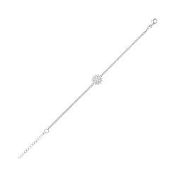 Silver CZ Tennis Bracelet With Cluster Centre Detail