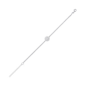 Silver CZ Tennis Bracelet With Cluster Centre Detail
