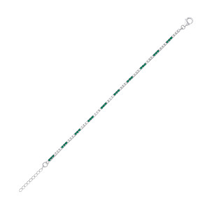 Silver CZ & Emerald Claw Set Tennis Bracelet