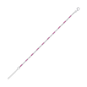 Silver CZ & Ruby Claw Set Tennis Bracelet